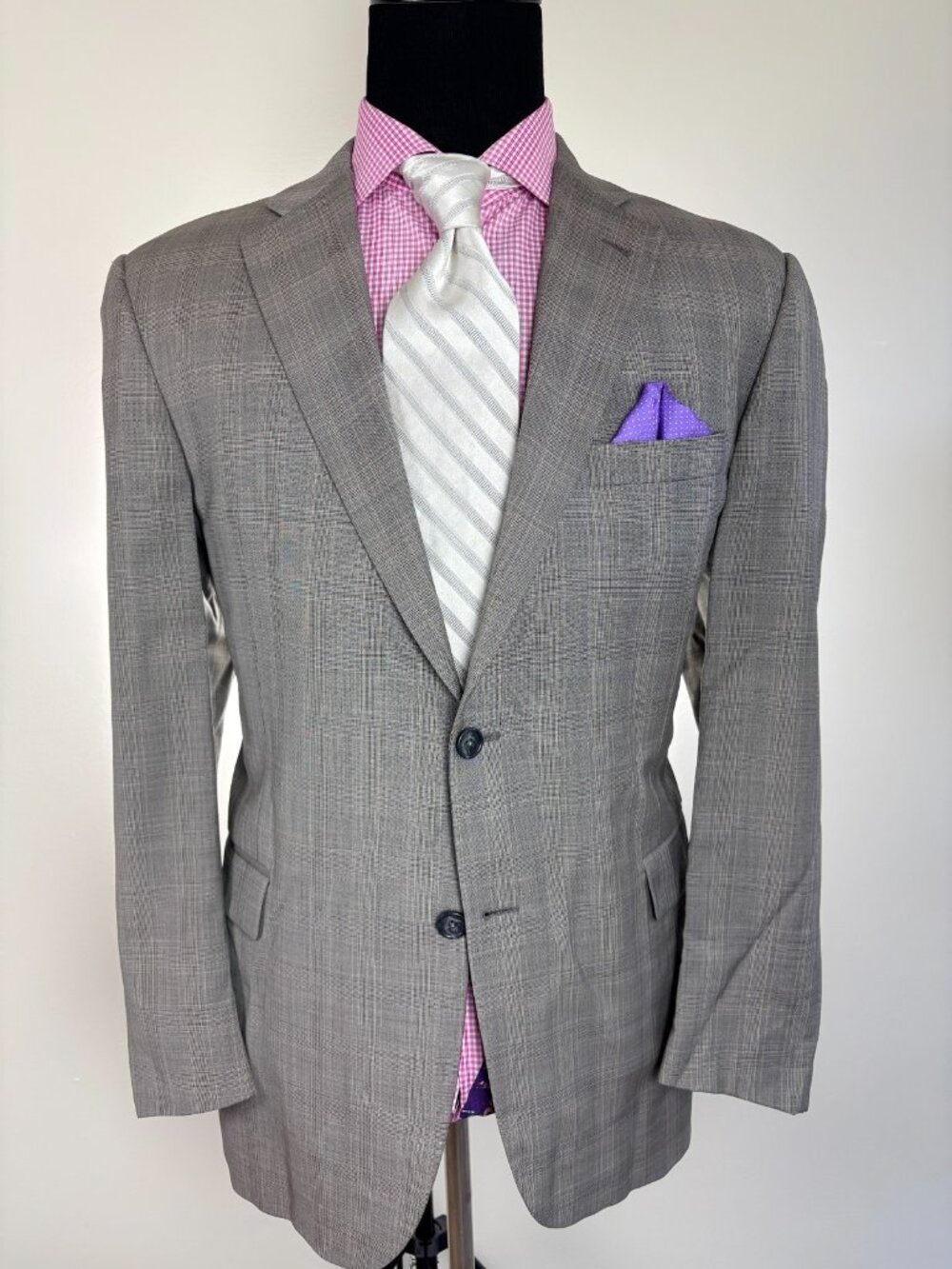 Burberry "Bond Street" Mod 2Btn Gray Watchplaid Sport Jacket 44 R e54